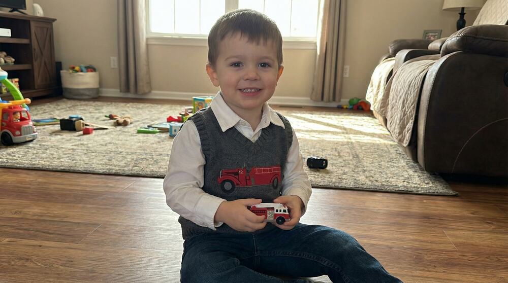 Gymboree Baby Boy Fire Truck Sweater Vest Gray Red 6-12 Mos Vintage Holiday Hero